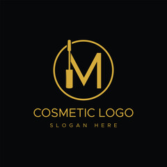 M letter mascara cosmetic logo vector template