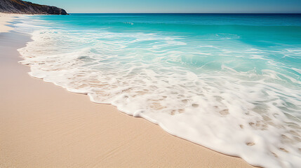 photo white sandy beach in hot summer ai generative
