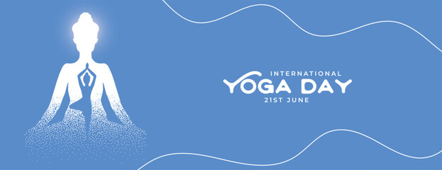 particle style international yoga day poster for mental therapy