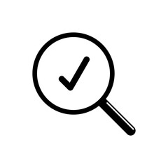Magnifying glass with check mark icon isolate on white background.