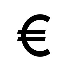 Euro sign icon on white background. 