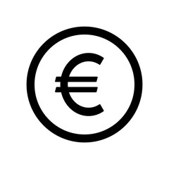 Euro sign icon on white background. 