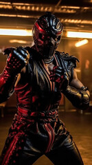 Photo realistic illustration of an Asian, martial artist. Anatomy and lighting reference. Generative AI.