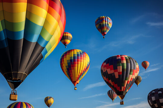 photo of colorful hot air balloons on blue sky