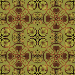 Seamless textured abstract background in brown combined with yellow gold