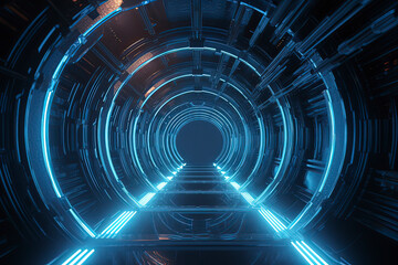 Technology Space Tunnel. AI technology generated image