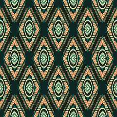 Ikat tribal Indian seamless pattern ethnic aztec fabric carpet mandala ornament native boho motif tribal textile geometric african american oriental tranditional vector illustrations embroidery styles