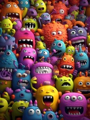 Fototapeta na wymiar a cute monsters colorfull 3d rendering generated ai