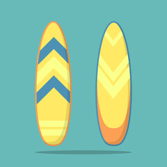 Flat yellow surfboards illustration