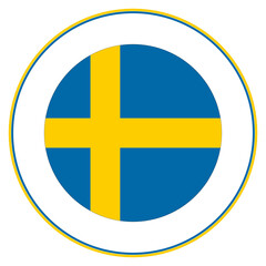 Circle flag of Sweden. Sweden flag in circle 