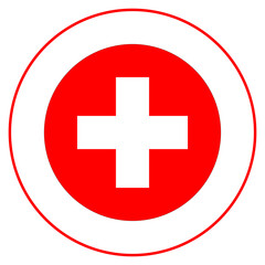 Flag of Switzerland in circle. Swiss flag in round circle. 