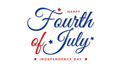 Fototapeta na wymiar Happy Fourth of July United States. American Independence Day handwritten text template. Fourth of july calligraphy isolated on white background. Vector illustration
