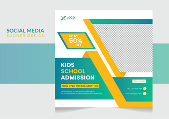 School admission social media post banner design,Back to school admission promotion banner