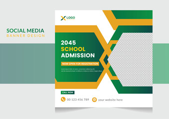 School admission social media post banner design,Back to school admission promotion banner