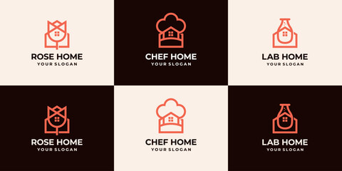 Set of home logo combination luxury monoline logo