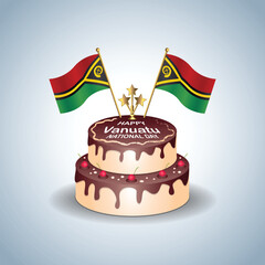 Vanuatu National Day with a Cake .Vector Illustration