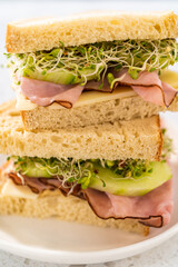 Ham, Cucumber, and Sprout Sandwich