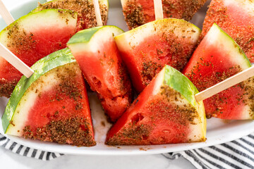 Chili lime watermelon pops - obrazy, fototapety, plakaty