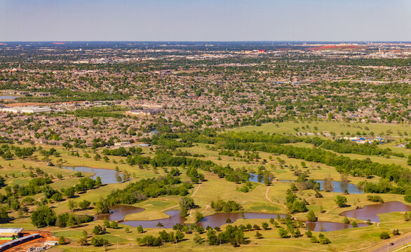 Aerial view of the Oklahoma cityscape