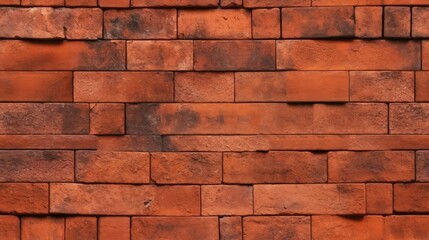 seamless close-up of a red brick wall, rugged and uneven  background texture, tile, 8k, generative ai