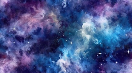 Obraz na płótnie Canvas seamless texture of a starry galaxy, cosmic and mysterious background texture, tile, 8K, generative ai
