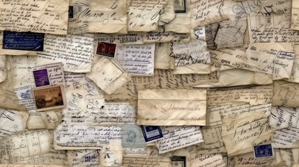seamless texture of a vintage handwritten letter, nostalgic and background texture, tile, 8K, generative ai