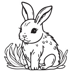 Fototapeta na wymiar Coloring page outline of cartoon rabbit . Vector illustration, coloring book for kids.