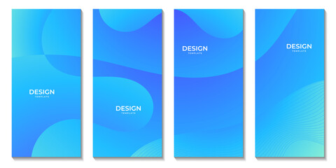 abstract brochures set bright blue wave gradient background for business