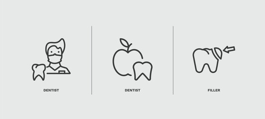 set of dental health thin line icons. dental health outline icons included dentist, dentist, filler vector.