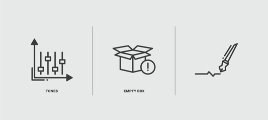 set of business thin line icons. business outline icons included tones, empty box, vector.