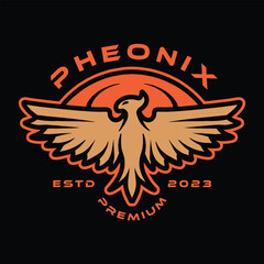 Phoenix vintage Logo Vector Graphic Design illustration Badge Emblem Symbol and Icon