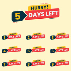 hurry number of days left countdown for sale and promotion banner