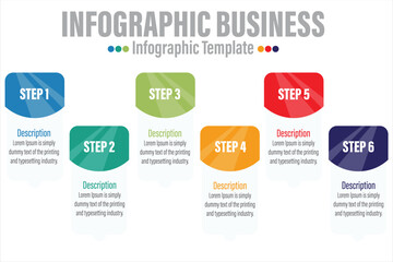 Six 6 rectangle link timeline steps or option workflow infographic plan concept design vector with icons. Business roadmap timeline network project template for presentation and report.