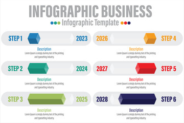 6 Steps, six 6 option 3D cube shape elements with steps,road map,options,milestone,timeline,processes or workflow.Business data visualization.Creative step infographic template for presentation