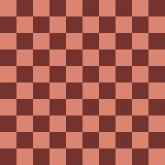 Seamless pattern of squares arranged in a checkerboard pattern of brown and red colors. Checkerboard pattern for print and packaging. Vector
