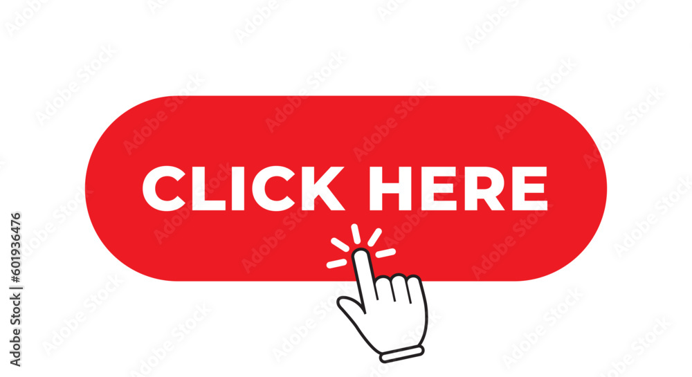 Poster click here button icon vector. pointer clicking illustration