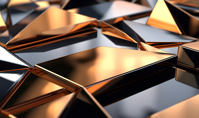 Abstract 3d golden background, Three-dimensional abstract dark golden and black wallpaper