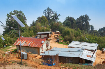 Solar panel for supplying electricity to a small village in Sikkim, India. Alternative source of...