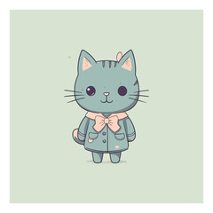 Obraz premium cute cat doll logo mascot. for a children's clothing store. modern flat color. pastel colors
