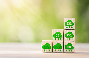 CO2 emission concept. Green industries business concept. Net zero emissions. Renewable energy,...