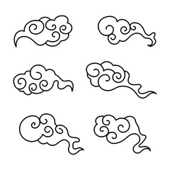 Chinese Auspicious Cloud Line art vector illustration Set