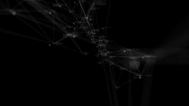 A sleek model of a neural network rotates against a black background. Seamless loop.