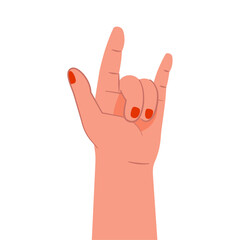 I Love You Sign Hand Gesture With Red Nail Illustration