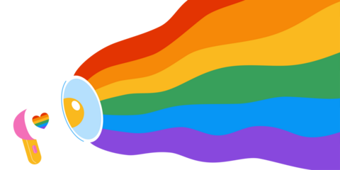 Megaphone With Rainbow Background LGBTQ Pride Month Illustration