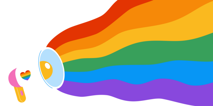 Megaphone With Rainbow Background LGBTQ Pride Month Illustration