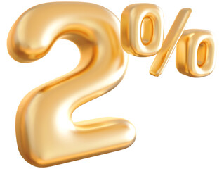 2 Number Percent gold 3d  