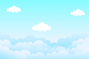 Colorful pastel cartoon clouds with sky background.