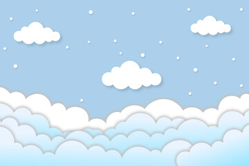 Colorful pastel pop art cartoon clouds with sky background.