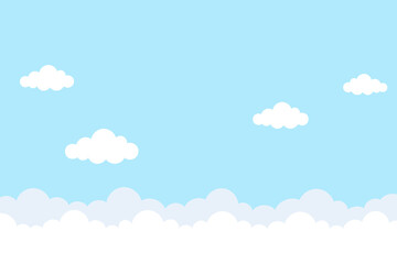 Colorful pastel cartoon clouds with sky background.