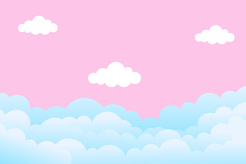 Abstract Colorful cartoon cute clouds pastel background